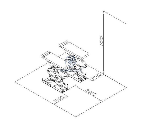 Ножничный подъемник электрогидравлический заглубляемый на 3 тонны TS-1104